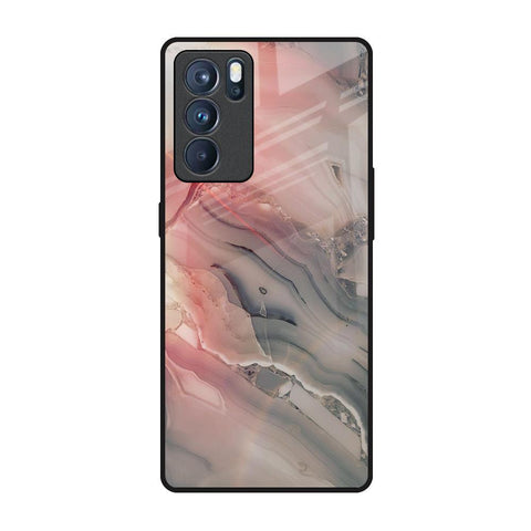 Pink And Grey Marble Glossy Case For Oppo Reno6 Pro