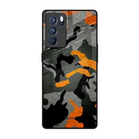 Camouflage Orange Glossy Case For Oppo Reno6 Pro