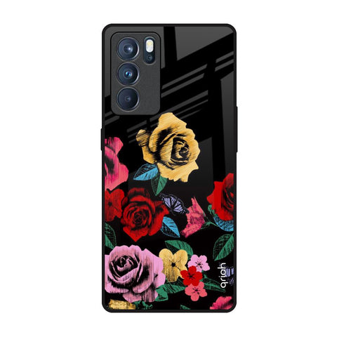 Floral Decorative Glossy Case For Oppo Reno6 Pro