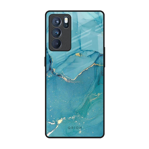 Blue Golden Glitter Glossy Case for Oppo Reno6 Pro