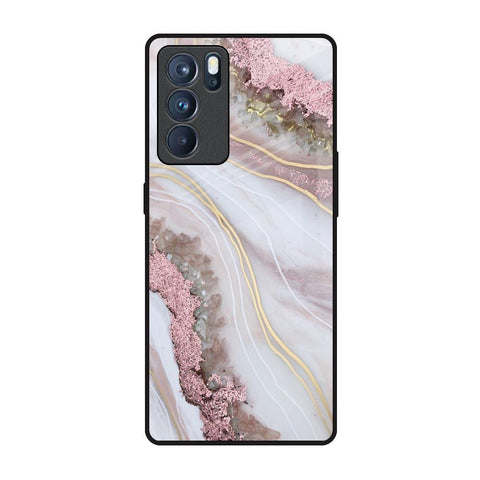 Pink & Gold Gllitter Marble Glossy Case for Oppo Reno6 Pro