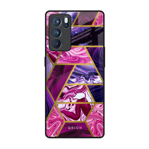 Electroplated Geometric Marble Glossy Case for Oppo Reno6 Pro