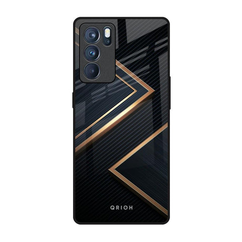 Sleek Golden & Navy Glossy Case for Oppo Reno6 Pro