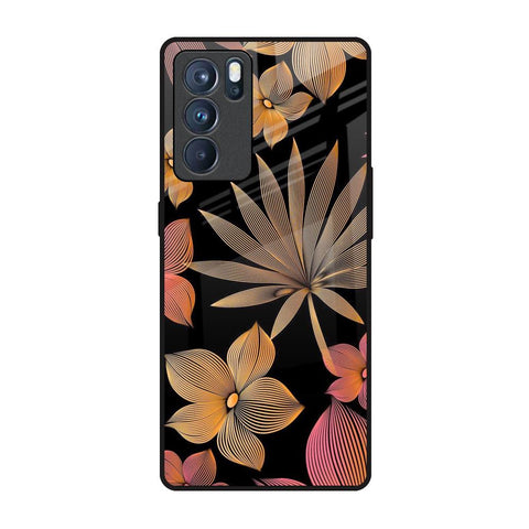 Lines Pattern Flowers Glossy Case for Oppo Reno6 Pro