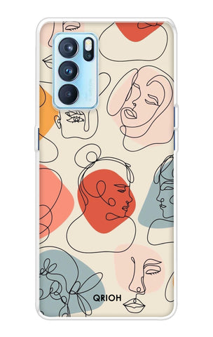 Abstract Faces Soft Cover for Oppo Reno6 Pro