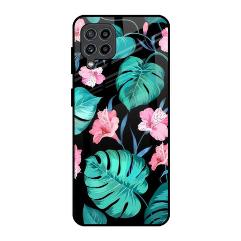 Tropical Leaves & Pink Flowers Glossy Case for Samsung Galaxy F22