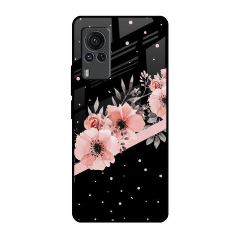 Floral Black Band Glossy Case For Vivo X60 PRO