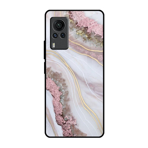 Pink & Gold Gllitter Marble Glossy Case for Vivo X60 PRO