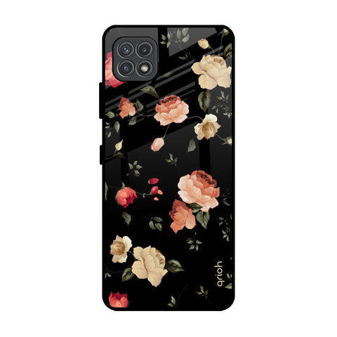 Black Spring Floral Glossy Case for Samsung Galaxy A22 5G