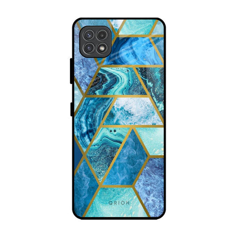 Turquoise Geometrical Marble Glossy Case for Samsung Galaxy A22 5G