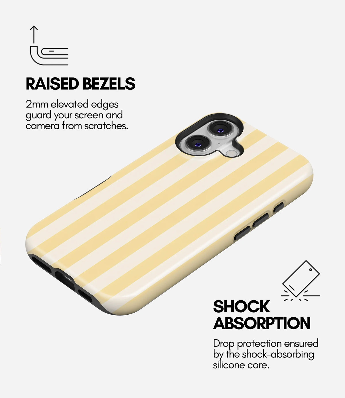 Honey Butter Stripes Premium Tough Shining Phone Case (Double Layer) Available For All iPhone Models