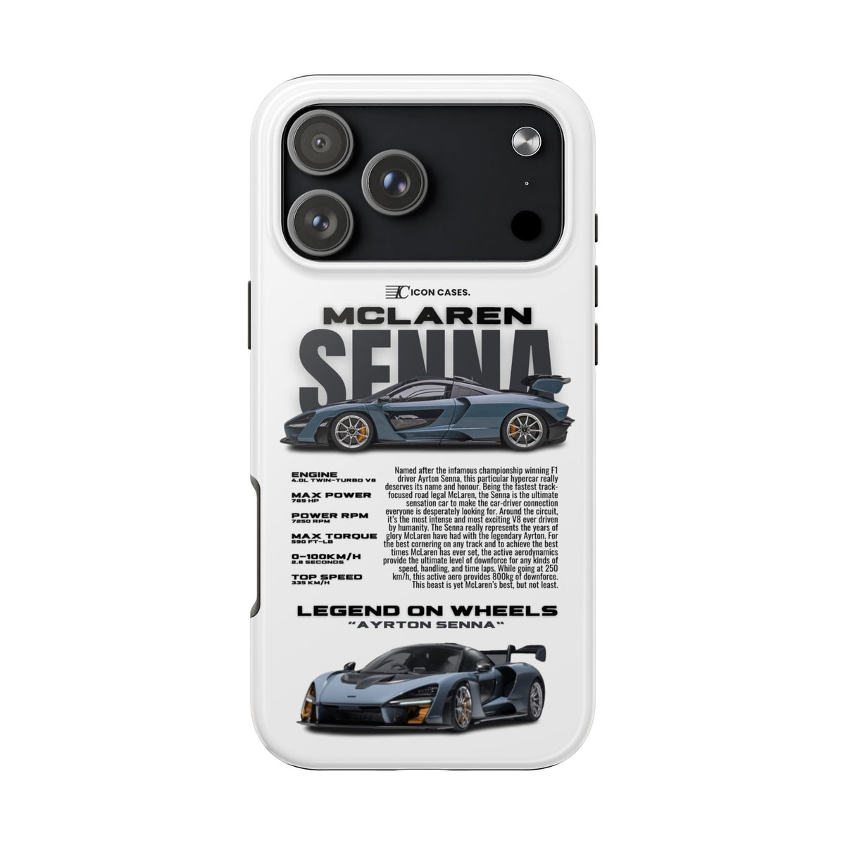 McLaren Senna White Premium Tough Shining Phone Case (Double Layer) Available For All iPhone Models