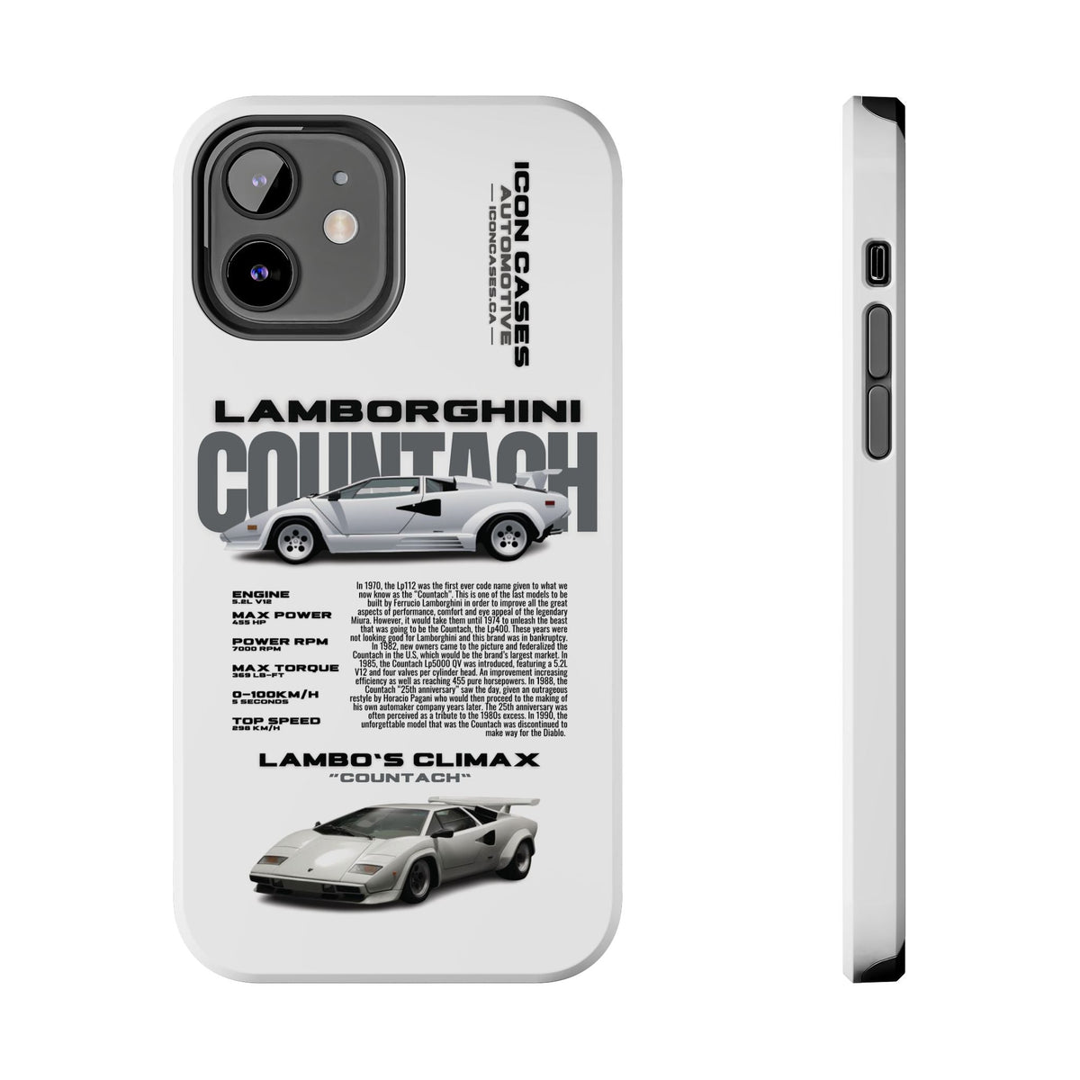 Lamborghini Countach White Premium Tough Shining Phone Case (Double Layer) Available For All iPhone Models
