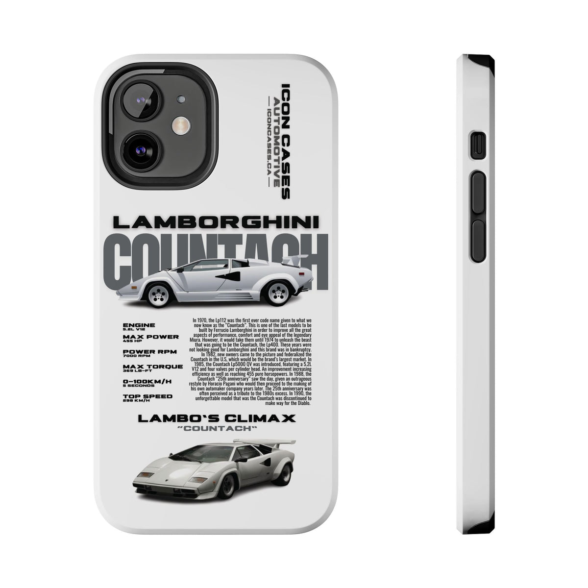 Lamborghini Countach White Premium Tough Shining Phone Case (Double Layer) Available For All iPhone Models