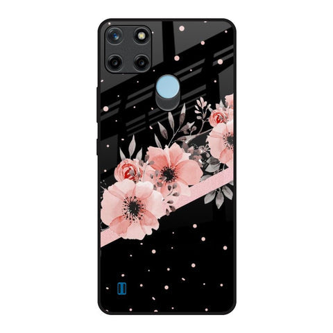 Floral Black Band Glossy Case For Realme C21Y