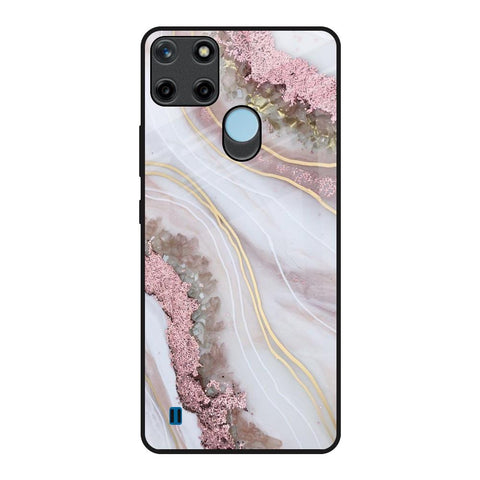 Pink & Gold Gllitter Marble Glossy Case for Realme C21Y