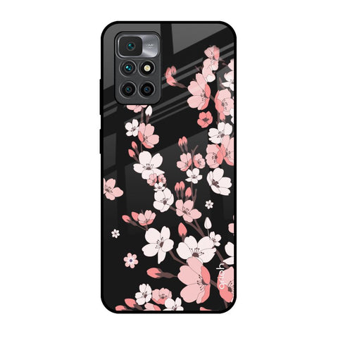 Black Cherry Blossom Glossy Case for Redmi 10 Prime