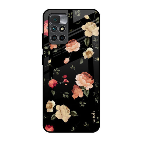 Black Spring Floral Glossy Case for Redmi 10 Prime