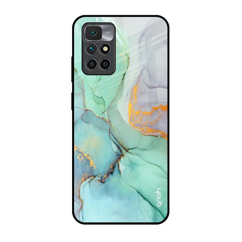 Green Marble Glossy Case for Redmi 10 Prime