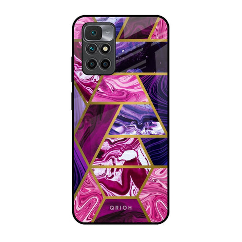 Electroplated Geometric Marble Glossy Case for Redmi 10 Prime