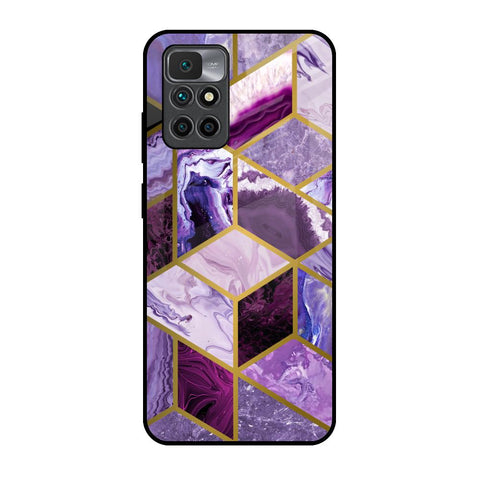 Purple Rhombus Marble Glossy Case for Redmi 10 Prime