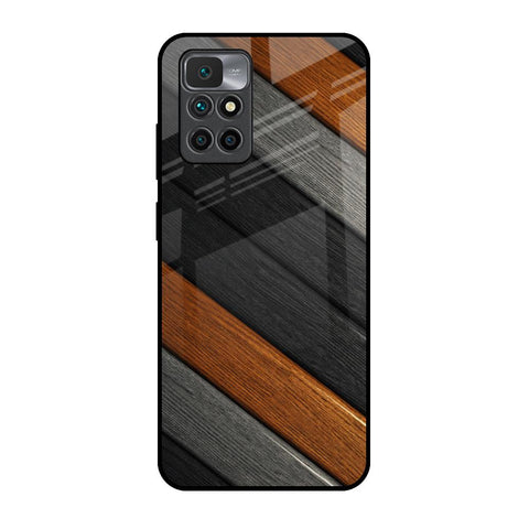 Tri Color Wood Glossy Case for Redmi 10 Prime