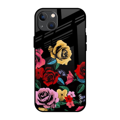 Floral Decorative Glossy Case For iPhone 13
