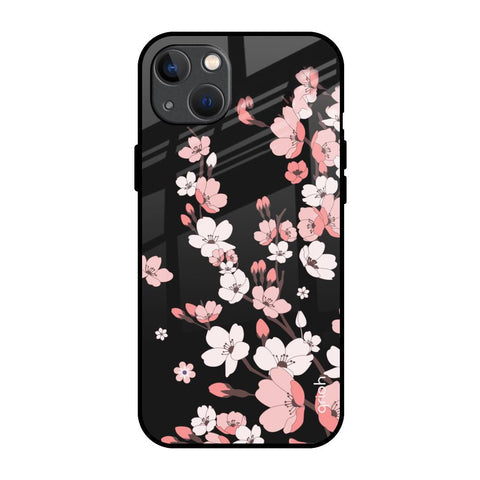Black Cherry Blossom Glossy Case for iPhone 13
