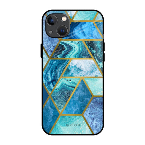 Turquoise Geometrical Marble Glossy Case for iPhone 13