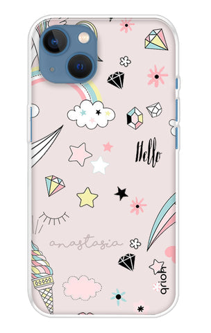 Unicorn Doodle Soft Cover For iPhone 13