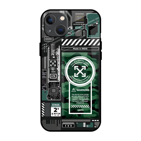 Green Camo Circuit Glossy Case for iPhone 13 mini