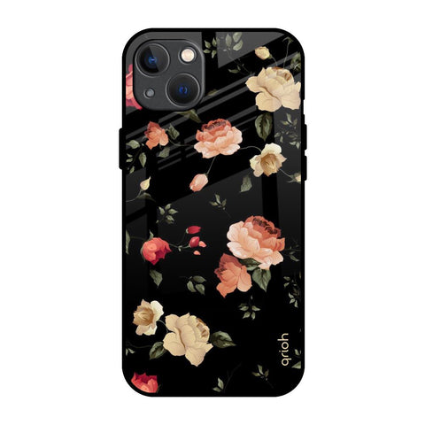 Black Spring Floral Glossy Case for iPhone 13 mini