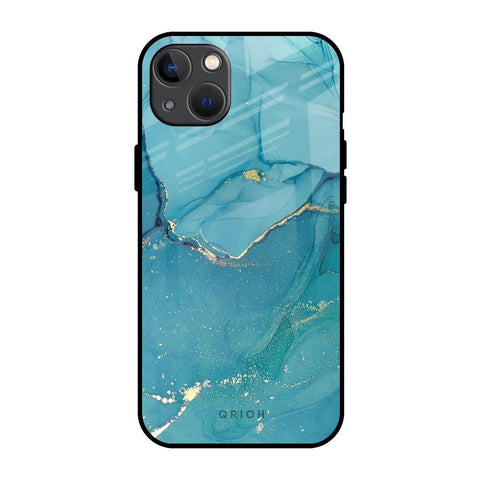 Blue Golden Glitter Glossy Case for iPhone 13 mini