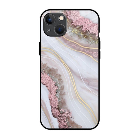 Pink & Gold Gllitter Marble Glossy Case for iPhone 13 mini