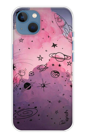 Space Doodles Art Soft Cover For iPhone 13 mini