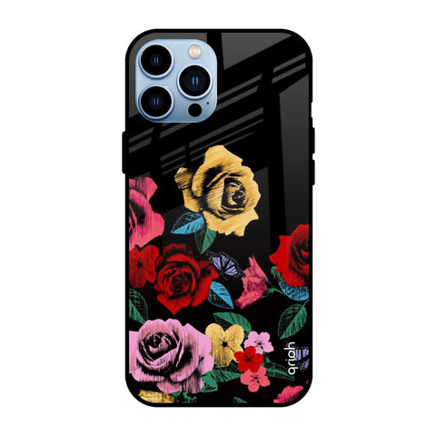 Floral Decorative Glossy Case For iPhone 13 Pro