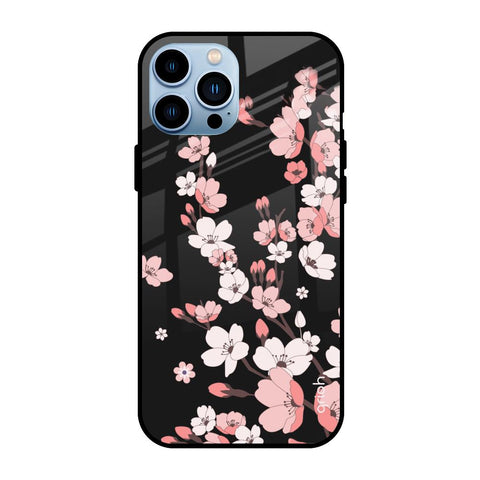 Black Cherry Blossom Glossy Case for Apple iPhone 13 Pro