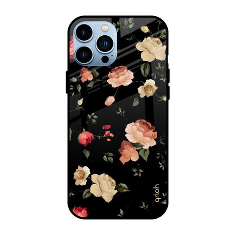 Black Spring Floral Glossy Case for Apple iPhone 13 Pro