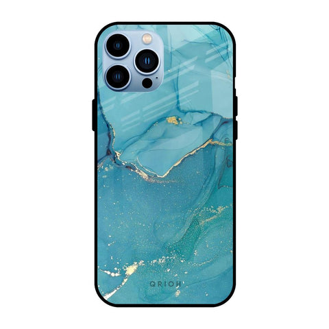 Blue Golden Glitter Glossy Case for iPhone 13 Pro