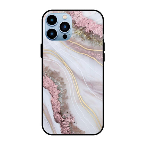 Pink & Gold Gllitter Marble Glossy Case for iPhone 13 Pro