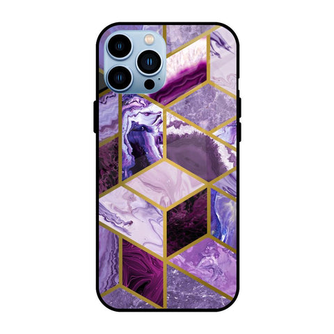 Purple Rhombus Marble Glossy Case for iPhone 13 Pro