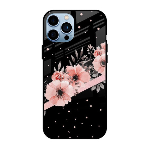 Floral Black Band Glossy Case For iPhone 13 Pro Max