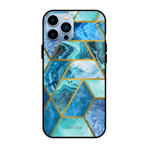 Turquoise Geometrical Marble Glossy Case for iPhone 13 Pro Max