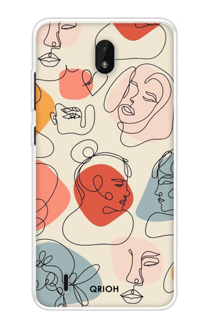 Abstract Faces Soft Cover for Nokia C01 Plus