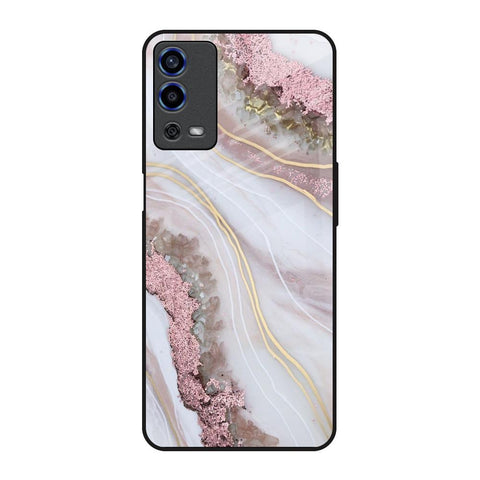 Pink & Gold Gllitter Marble Glossy Case for Oppo A55