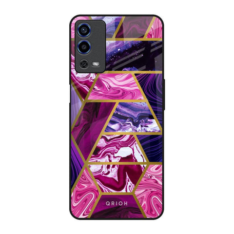 Electroplated Geometric Marble Glossy Case for Oppo A55