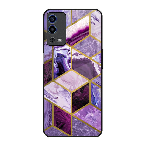 Purple Rhombus Marble Glossy Case for Oppo A55