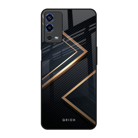 Sleek Golden & Navy Glossy Case for Oppo A55
