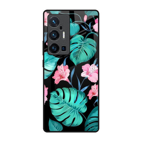 Tropical Leaves & Pink Flowers Glossy Case for Vivo X70 Pro Plus