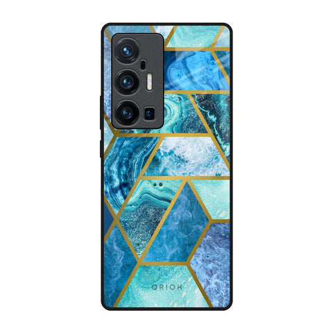 Turquoise Geometrical Marble Glossy Case for Vivo X70 Pro Plus
